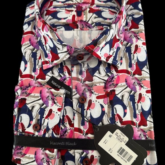 TALL MENS XLT Visconti Black Print Shirt XLT New with Tag - Picture 3 of 3